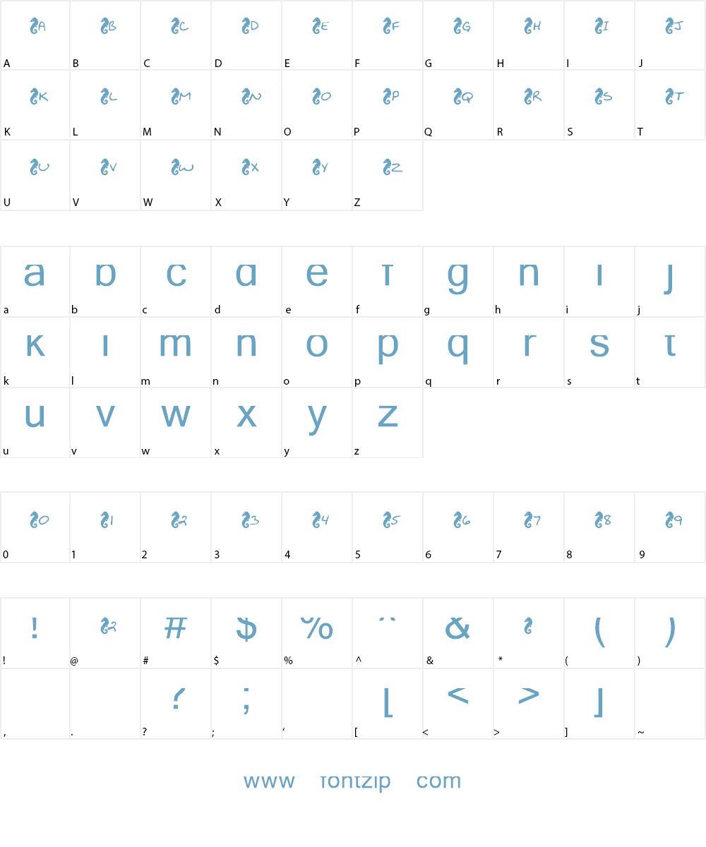 KR Seahorse Font Character
